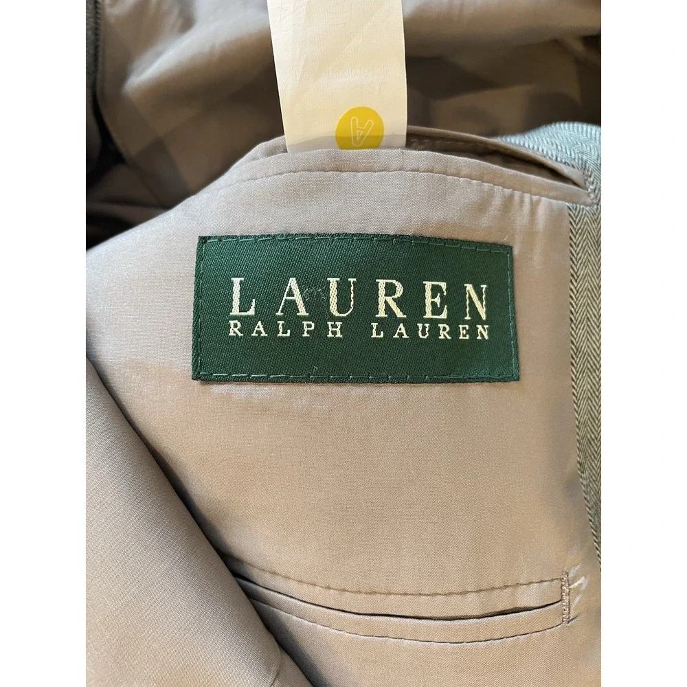 Lauren Ralph Lauren Blazer Men‎ 42L Grey Silk Wool Herringbone Sport Coat